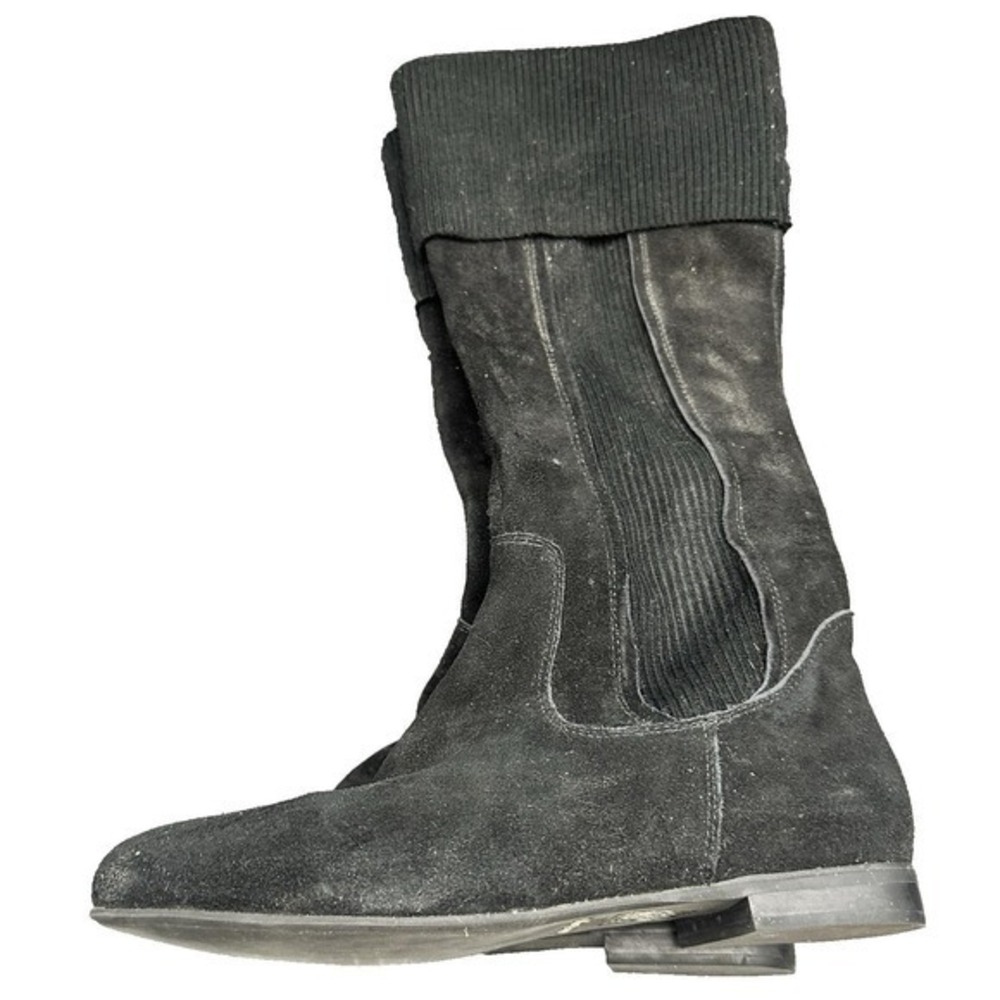 Y2K Voodoo Suede Leather Sweater Knit Black Knee High Boots Sz 8.5 - Picture 1 of 7